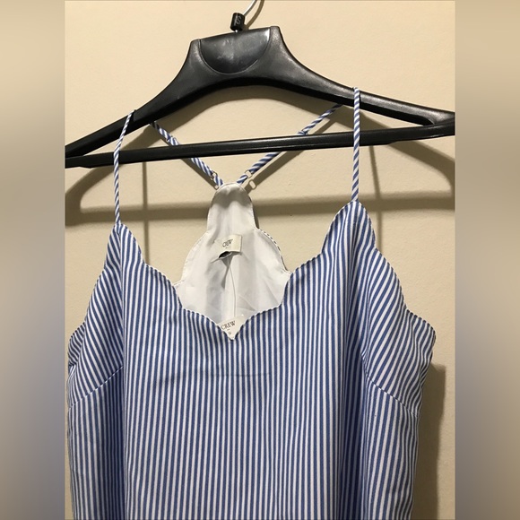 NWT J.crew Striped Scalloped Racerback Cami Top Women Blue White Striped Sz. 8 - Picture 7 of 8